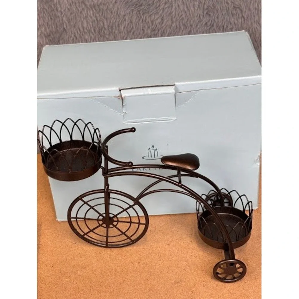 PartyLite Garden Trike Tealight Holder P9909‎ Bronze Metal Tricycle Candle Decor